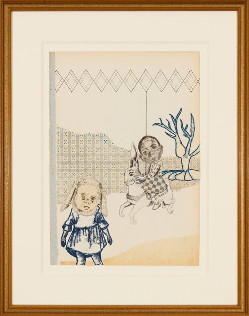 Riding a rabbit on a Tuesday afternoon. by artist Kristel Naessens